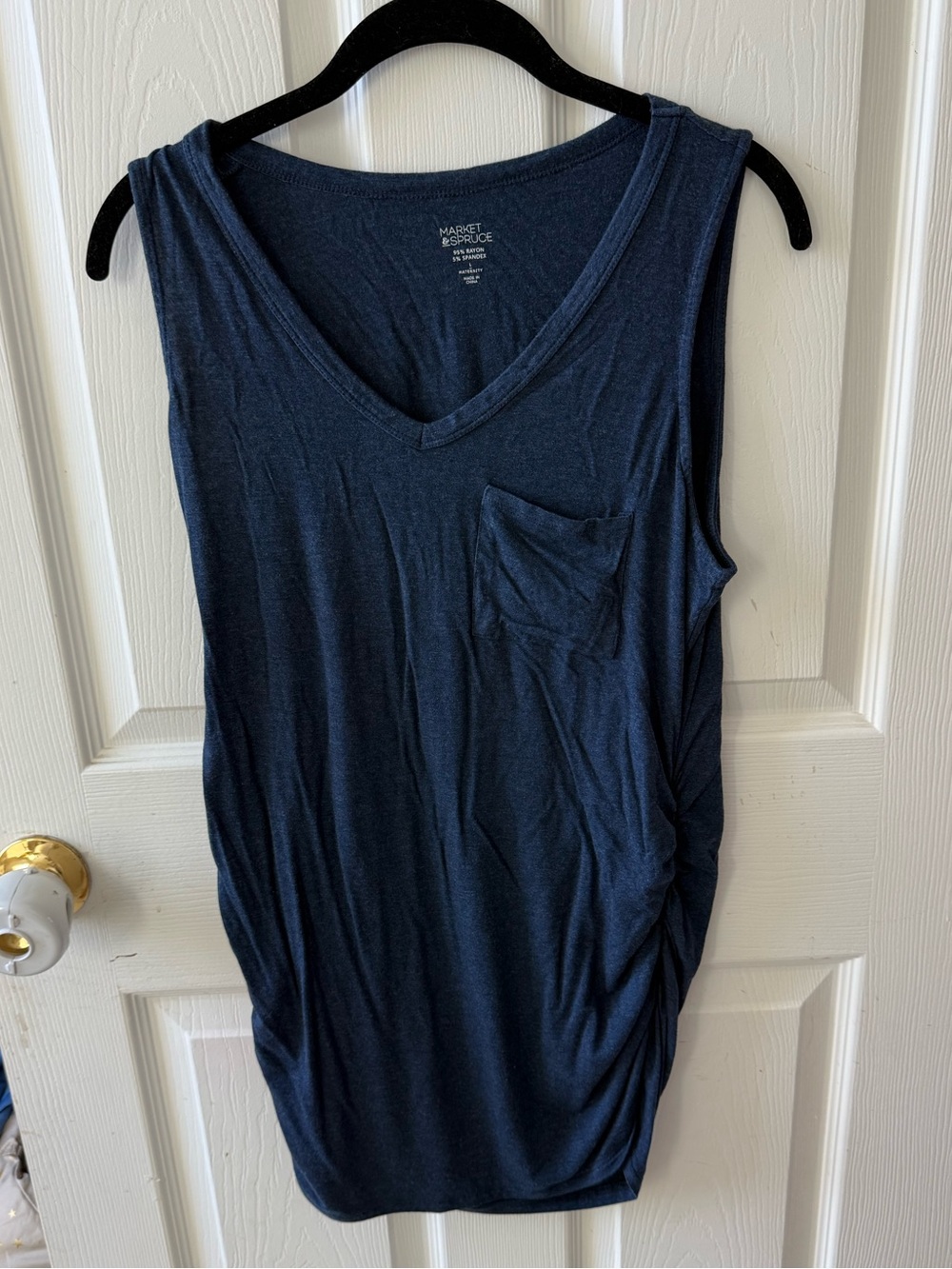 Market & Spruce Maternity Ruched Tank Top Navy Size L